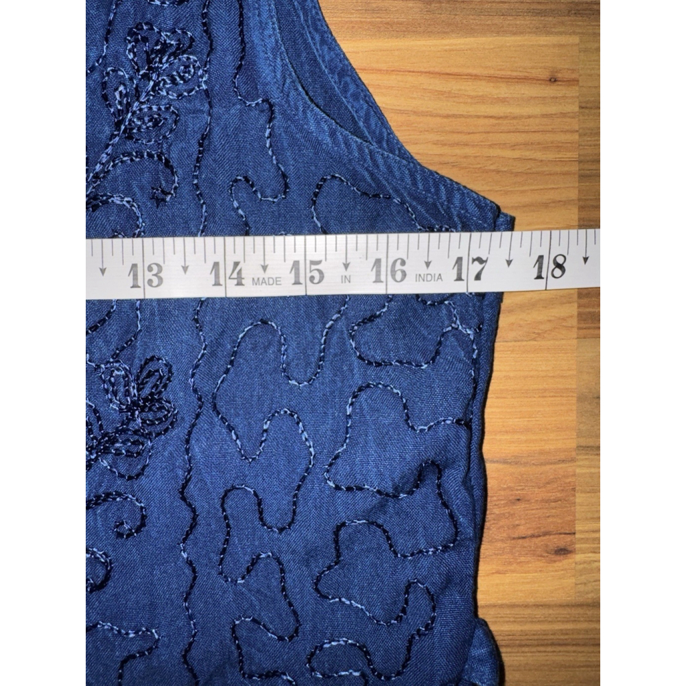 Western Prairie Lace-Up Midi Dress Embroidered Boho Cowgirl Festival - Picture 9 of 10
